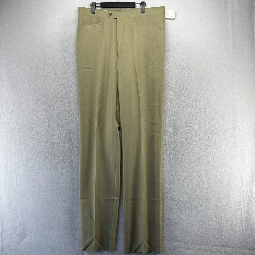 Vintage Sansabelt Dress Pants men's 36 Long Beige Trousers Madison Unhemmed NEW
